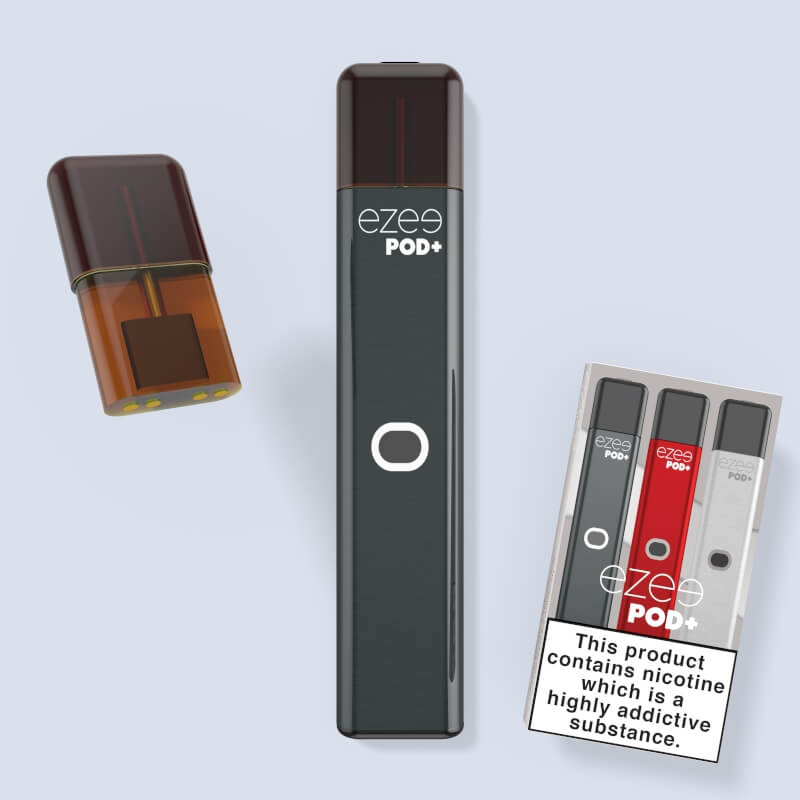 Ezee Pod+ Kit de inicio plata, mentol sin nicotina vape pod