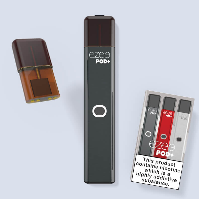 Kit de inicio de vape pod desechable ezee pod+ tabaco color negro sabor nicotina sin nicotina