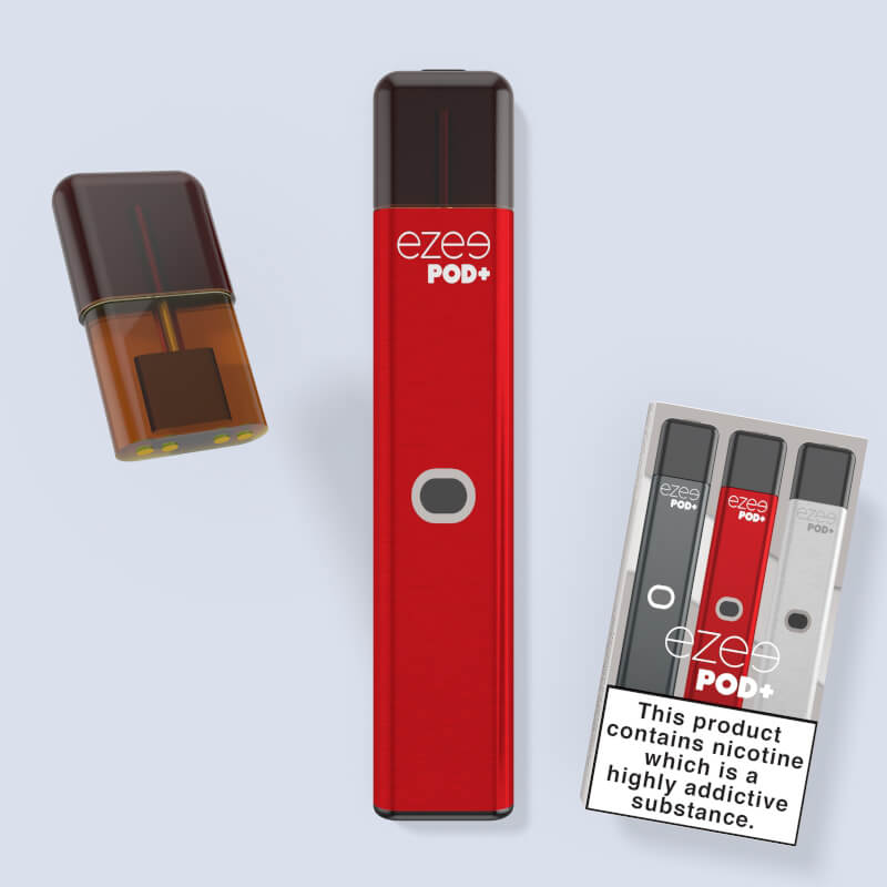 Kit de inicio de vape pod desechable ezee pod+ tabaco color rojo sabor nicotina sin nicotina